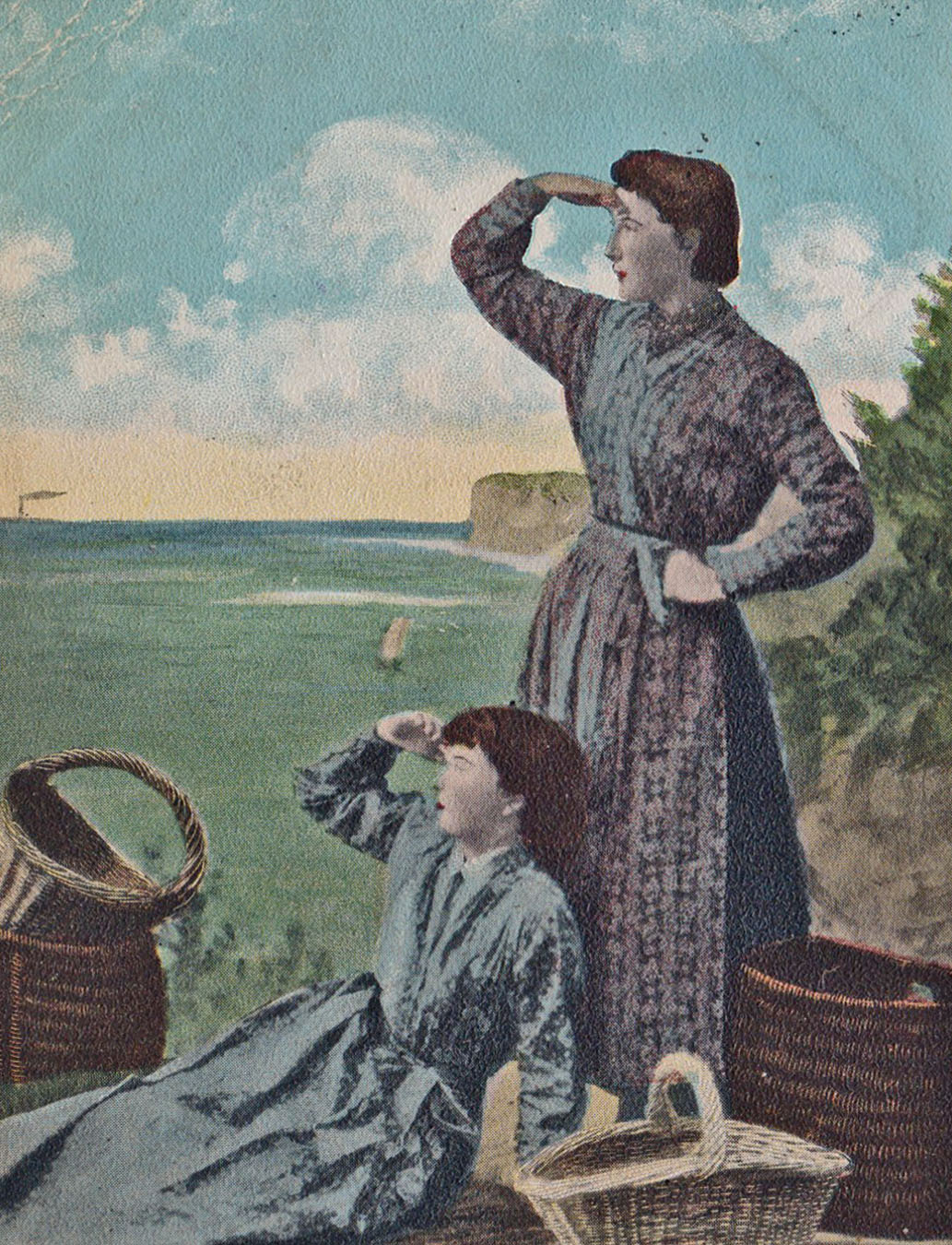 Postcard of Cullercoats fishergirls, published by Alexander Brash