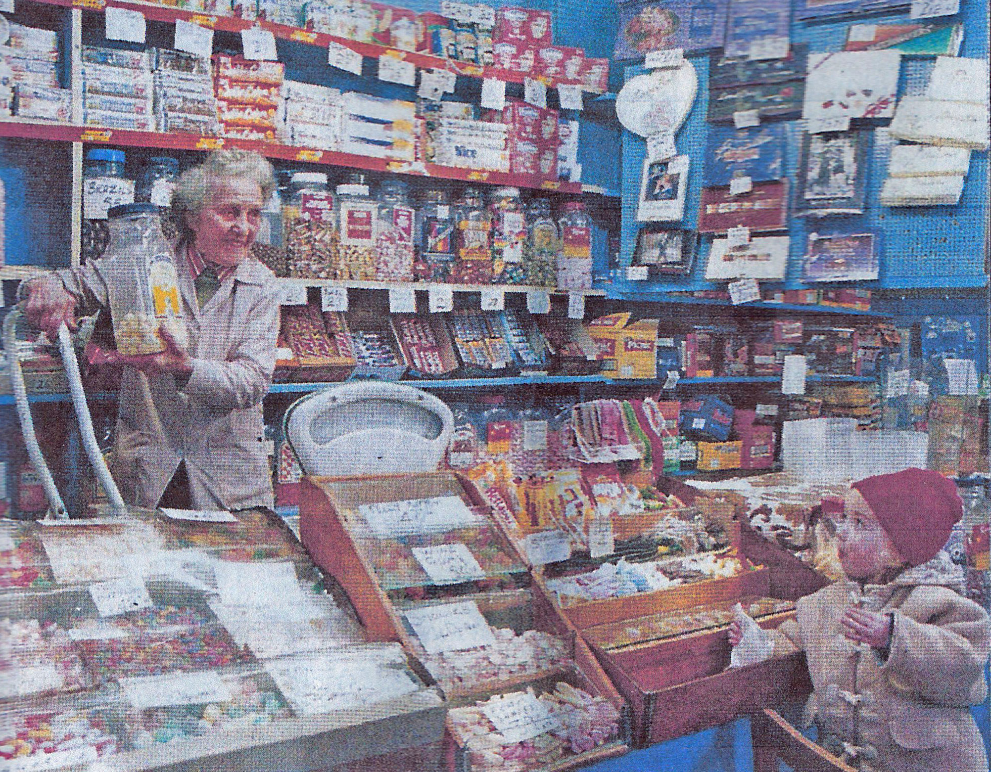 Mrs Clough in her sweetshop