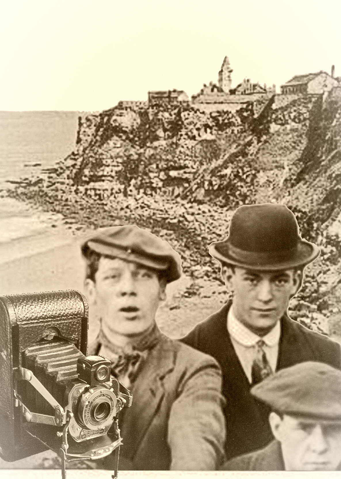 Beers brothers at Tynemouth photo collage reimagining