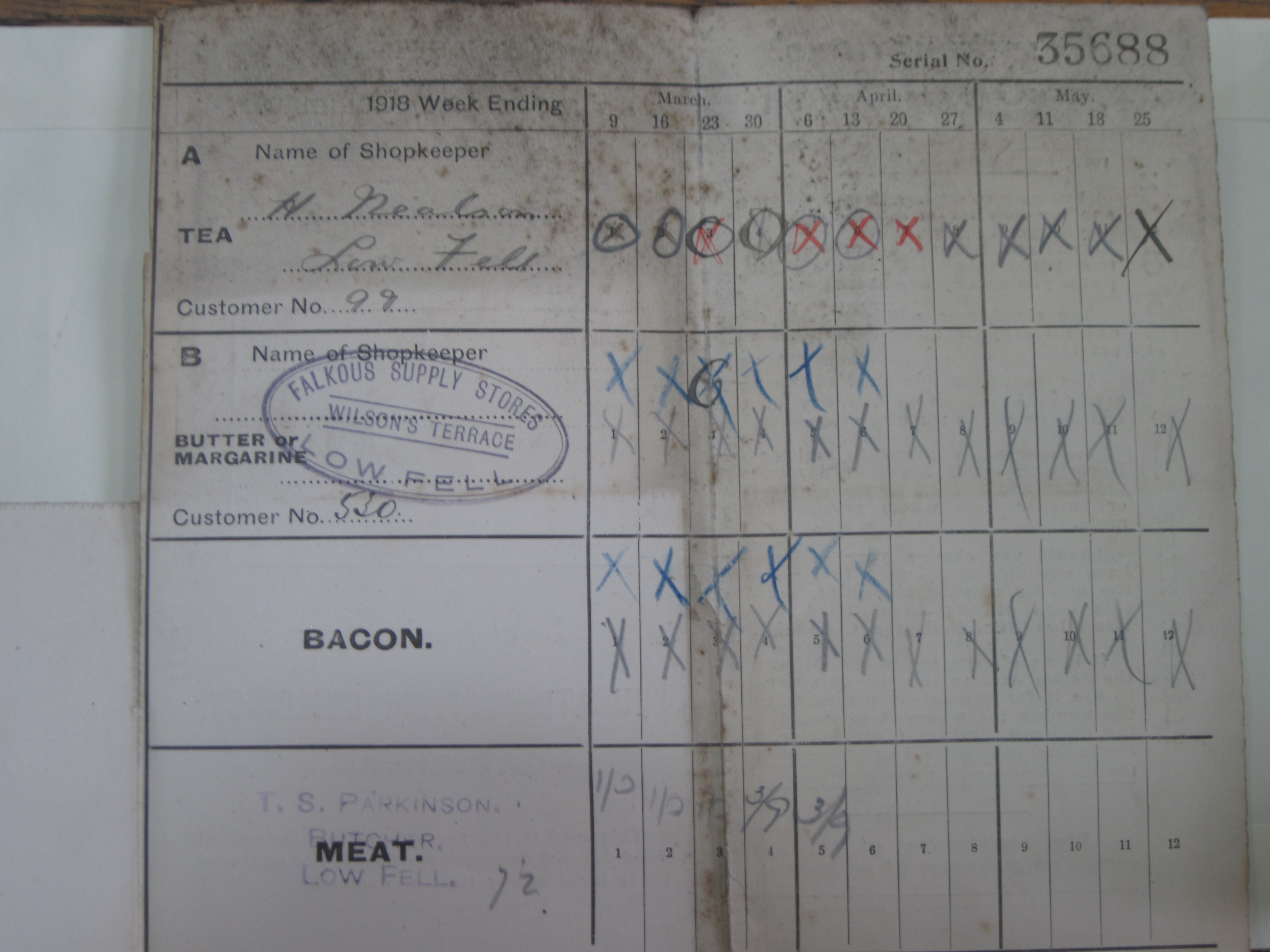Detail from a WW1 ration card